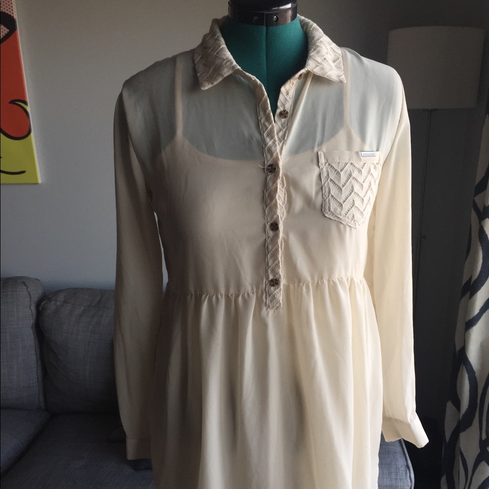 Volcom Cream Long-Sleeve Dress
